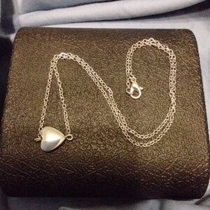 Women's Hematite Heart Bead Silver Tone Necklace  NIP